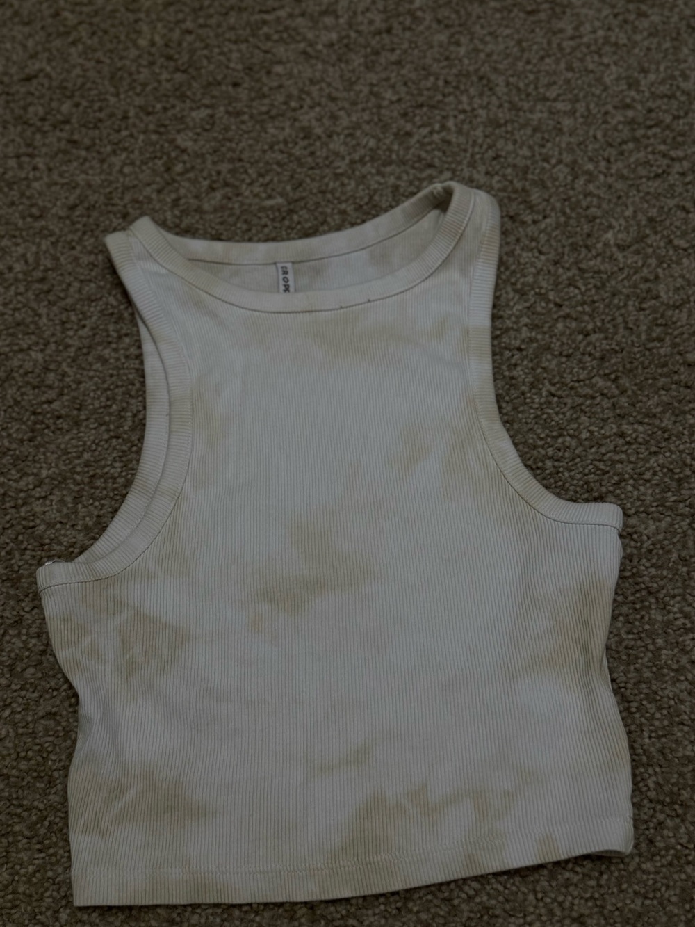 Unknown Brand Cream Tie-Dye Ribbed Tank Top